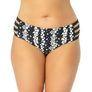 NWT California Waves Trendy Strappy Floral Mid-Rise Bikini Bottom 3X Daisy Daze